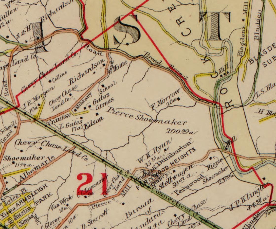 A 1903 map of what would become the Forest Hills neighborhood, from "Baist's Real Estate Atlas of Surveys for Washington, DC." Digitized online at memory.loc.gov.