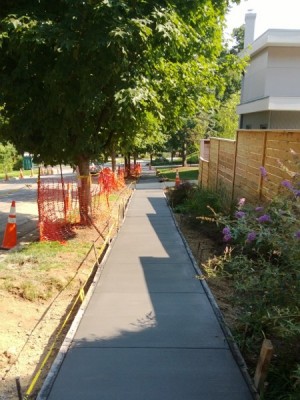Freshly poured sidewalk on 29th Street last July. (photo by Alex Ray)