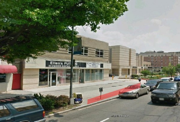 Site of an upcoming Capital Bikeshare station between Yuma and Albemarle, on the east side of Connecticut Avenue. (photo courtesy Google Earth and DDOT)