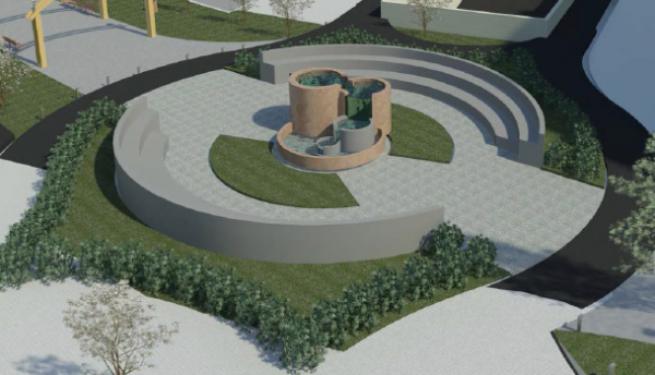 A closer view of the park in the middle of the circle. The UDC architecture students envision a water feature here.