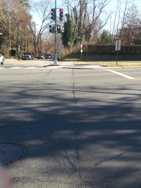 Before the new crosswalk, the view from the west side of Connecticut Avenue. (photos by Manolis Priniotakis)