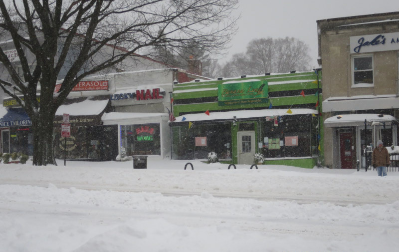 Stores and restaurants across the street from Politics and Prose were not open.