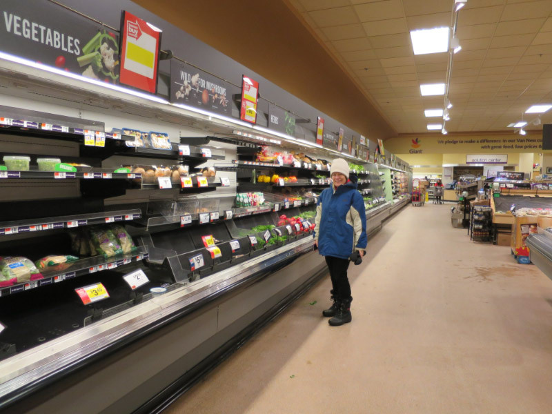 Annette Aburdene perusing what was left of the vegetables at Giant