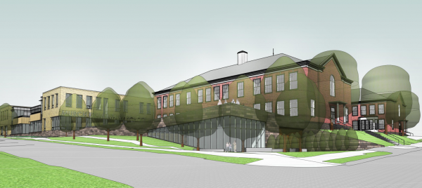Another view of the cafeteria as seen from the corner of 36th and Davenport Streets.