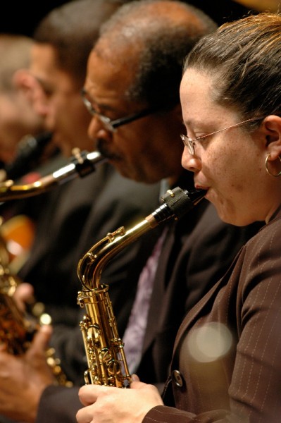 Rachel Elwell (foreground) is a saxophonist with the UDC Jazz Ensemble. She received her degree in Jazz Studies from UDC and is the media technician and research assistant at UDC’s Felix E. Grant Jazz Archives,