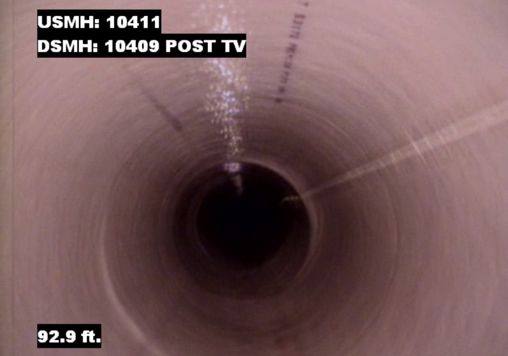 A video still of the newly lined pipe. (photo provided by ???)