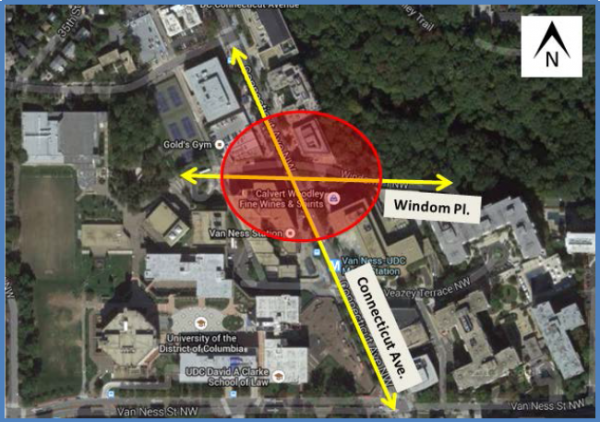 A bird's eye view of the Connecticut/Windom intersection, from the team's plan.