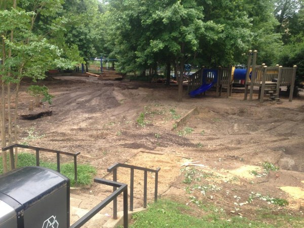 The sandbox, firetruck, playhouse and the largest of the two climbing structures were removed by the end of the first week of demolition.